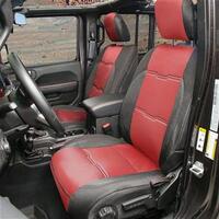 JL 4 Door GEN2 Front and Rear Seat Cover Kit Black/Red